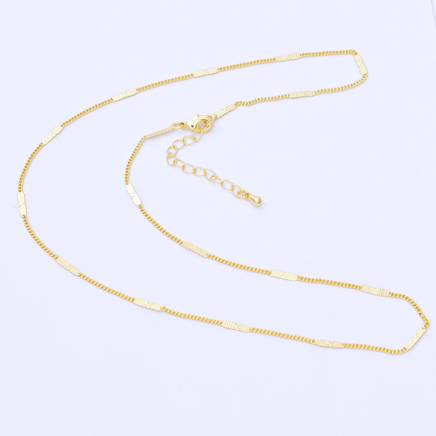 Drawn Curb Starburst Chain 24k Gold Filled Minimalist Jewelry Necklace Ready to Wear 17.5 inch WA-3407