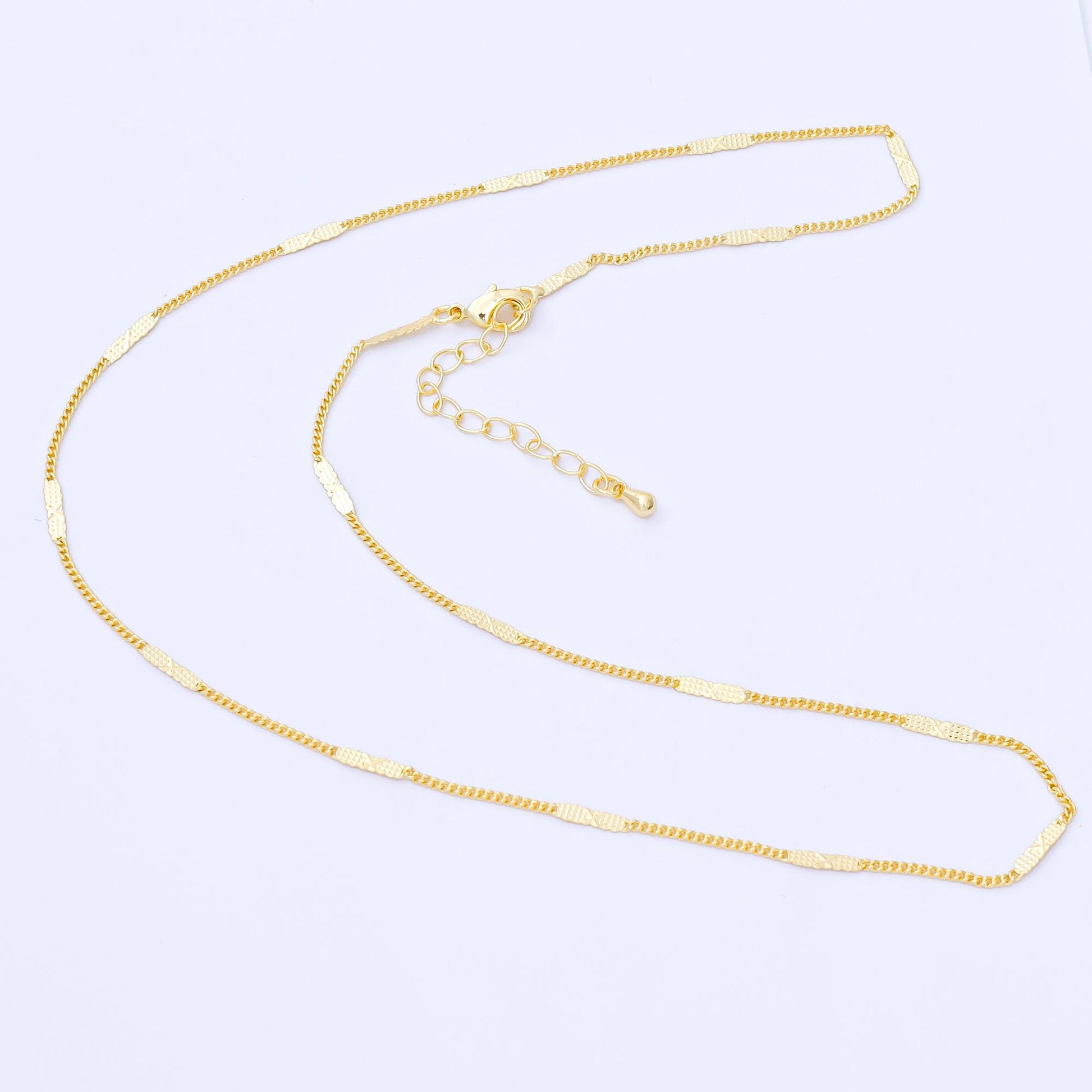 Drawn Curb Starburst Chain 24k Gold Filled Minimalist Jewelry Necklace Ready to Wear 17.5 inch WA-3407