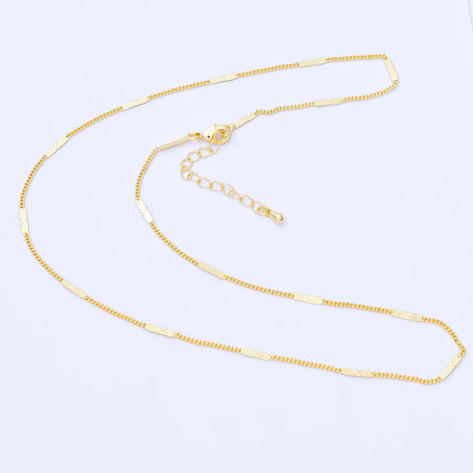 Drawn Curb Starburst Chain 24k Gold Filled Minimalist Jewelry Necklace Ready to Wear 17.5 inch WA-3407
