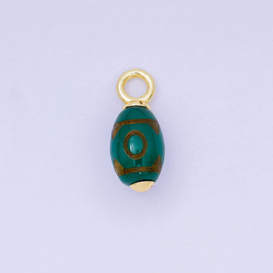 Czech Glass 20.5x8.1mm Oval Tube Dark Green Charm AF1300
