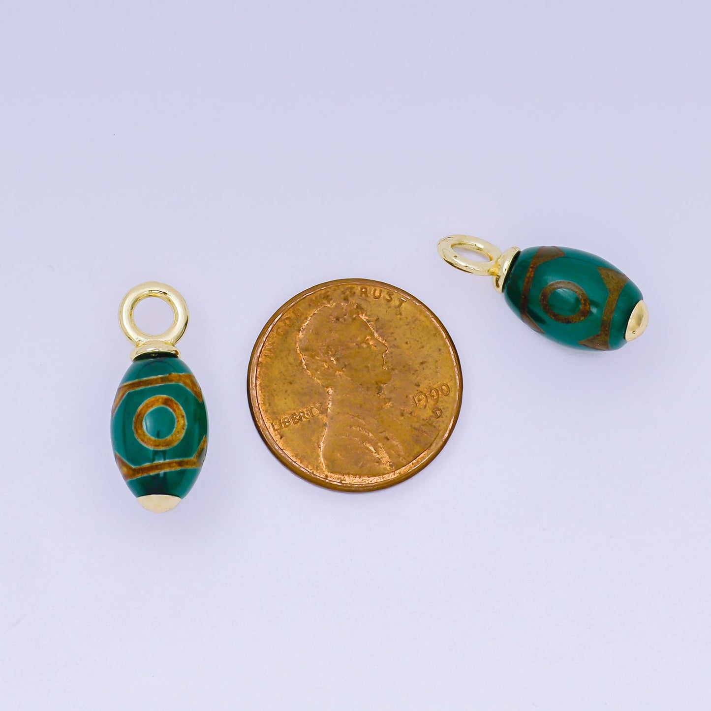 Czech Glass 20.5x8.1mm Oval Tube Dark Green Charm AF1300