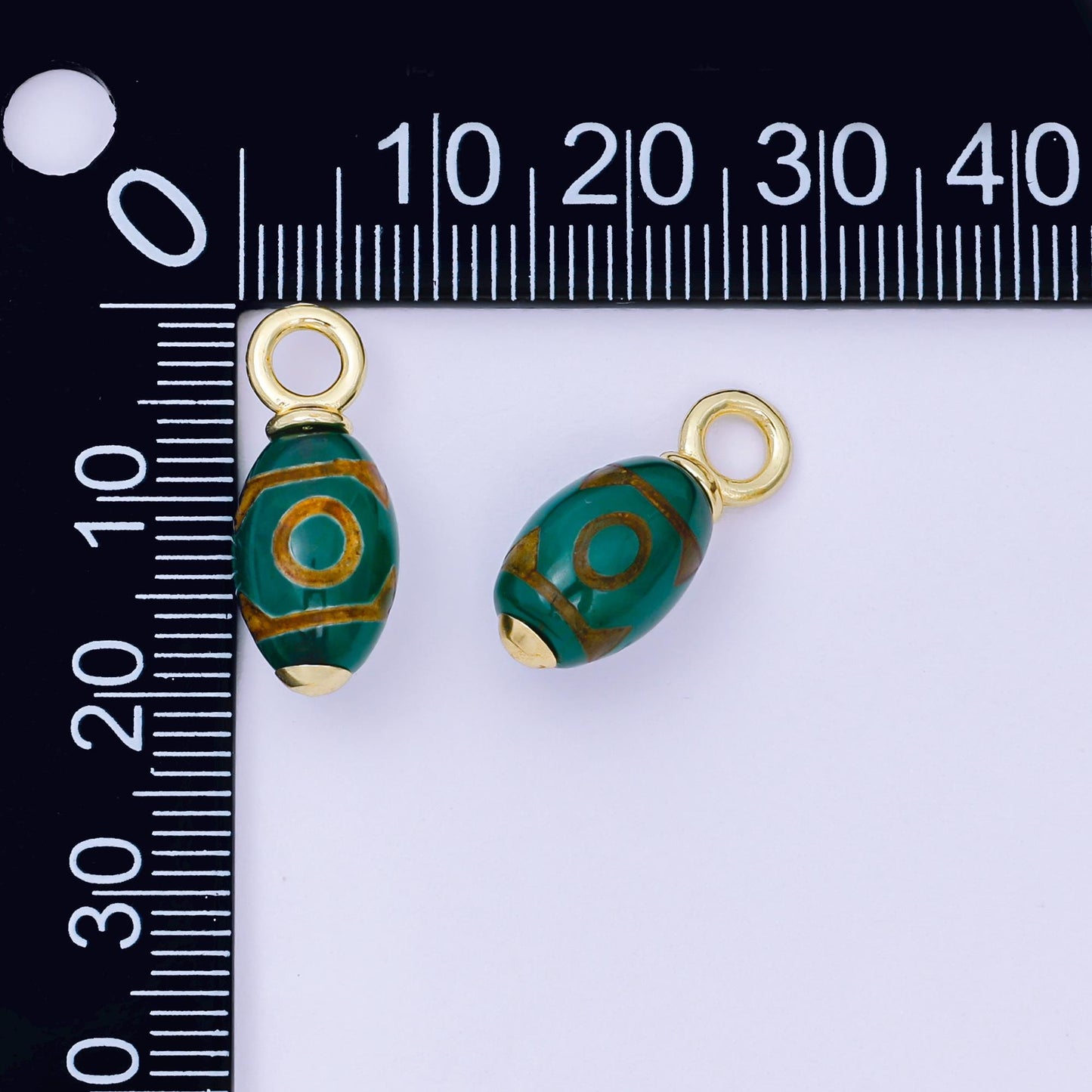 Czech Glass 20.5x8.1mm Oval Tube Dark Green Charm AF1300