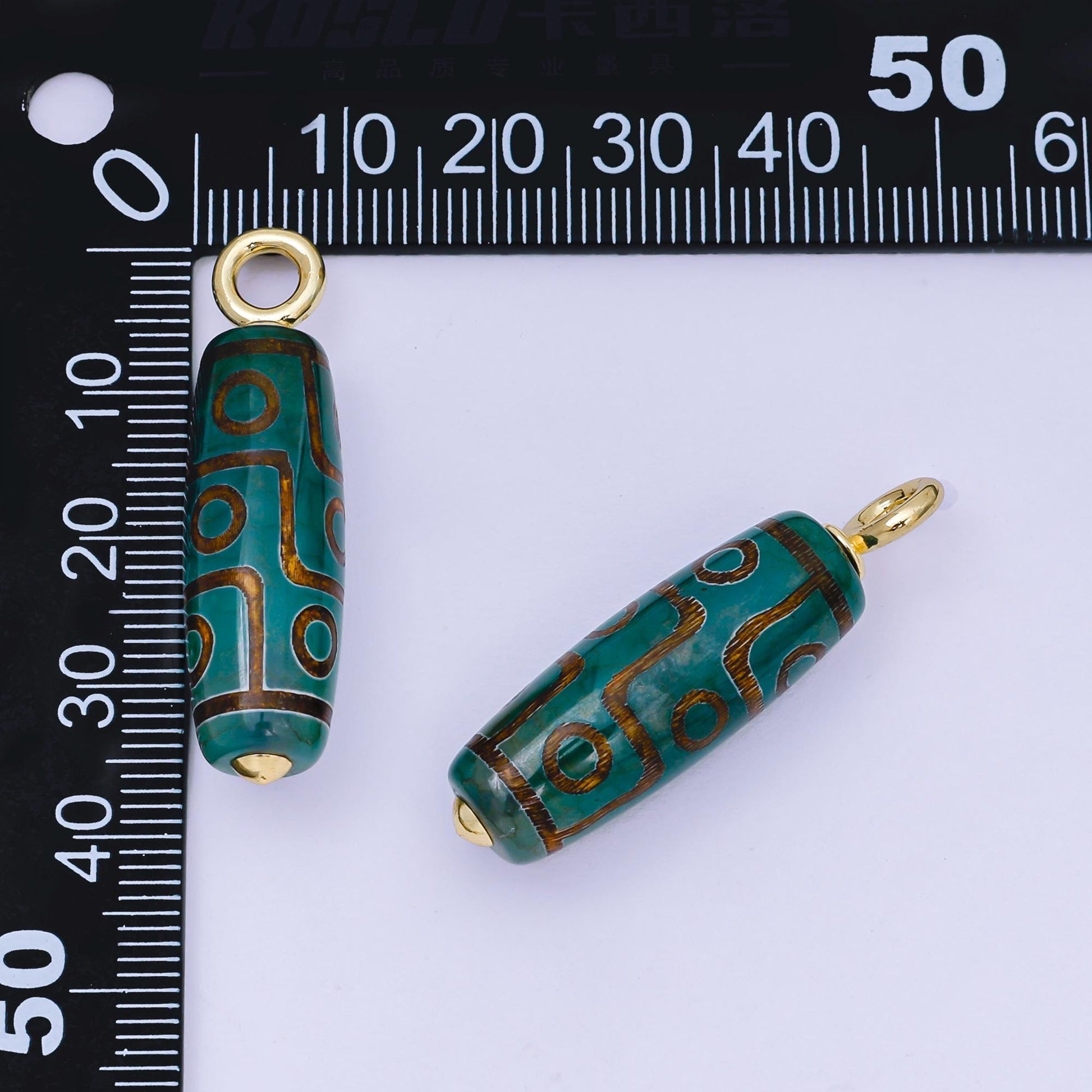 Czech Glass 38.4.5 x 10.4 X 10.5 mm Long Tube Dark Green Charm AF1298