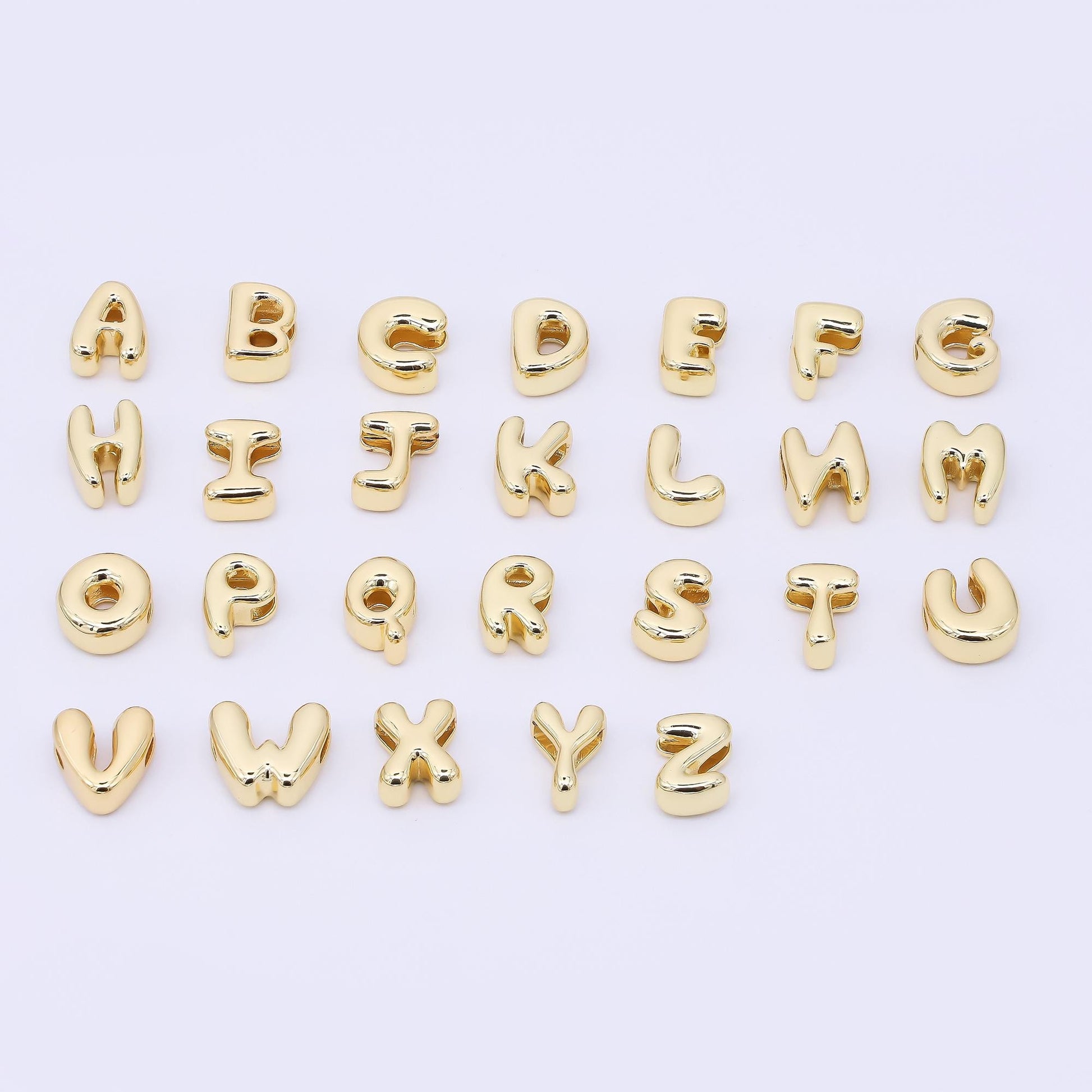 24K Gold Filled 8mm Initial Letter Alphabet Chubby Spacer Bead Bubble Initial Charm spacer for Beaded Jewelry | AF027 - AF039