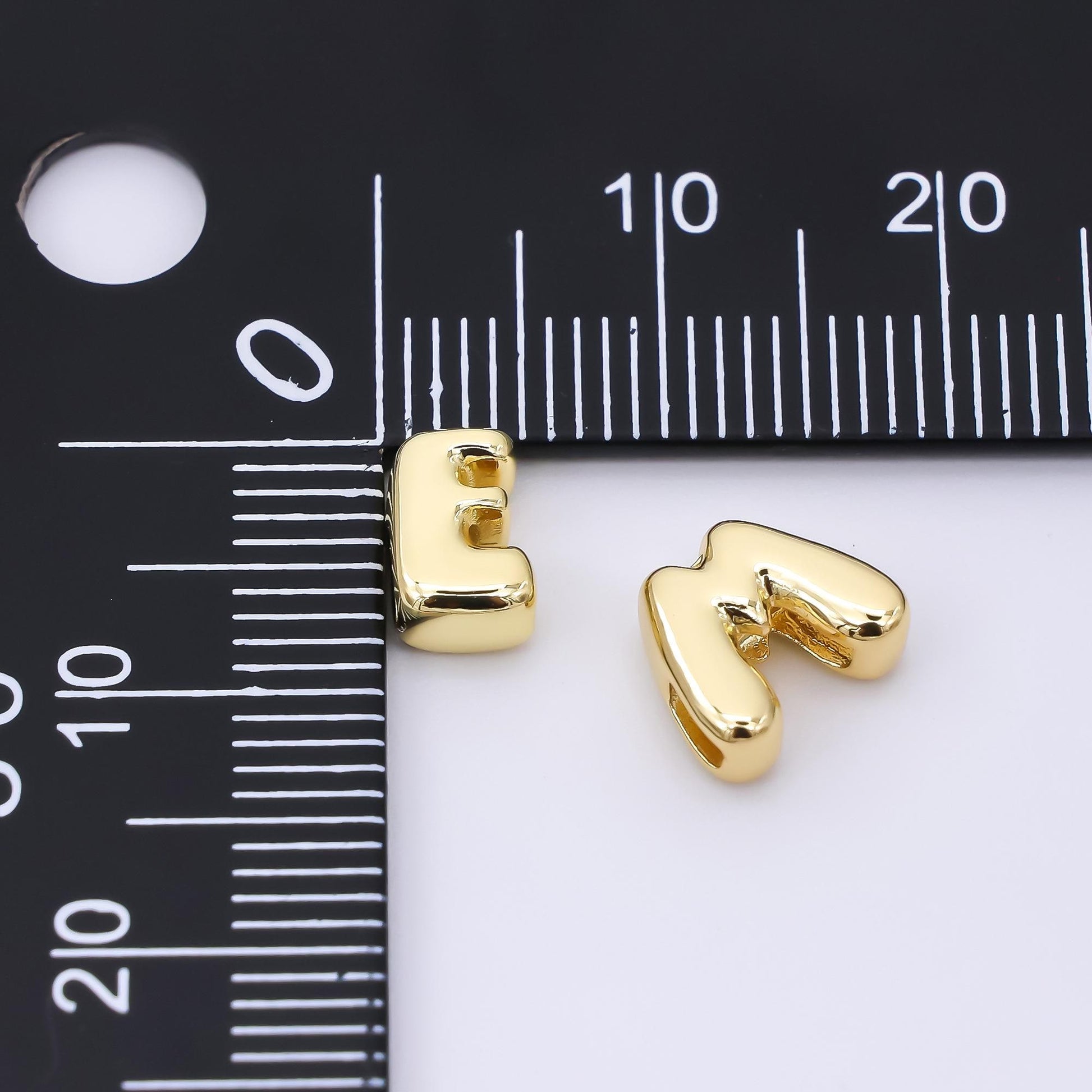 24K Gold Filled 8mm Initial Letter Alphabet Chubby Spacer Bead Bubble Initial Charm spacer for Beaded Jewelry | AF027 - AF039