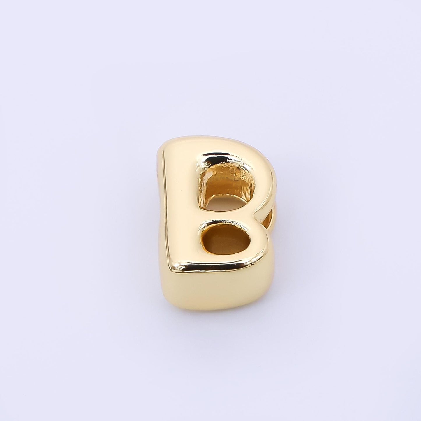 24K Gold Filled 8mm Initial Letter Alphabet Chubby Spacer Bead Bubble Initial Charm spacer for Beaded Jewelry | AF027 - AF039
