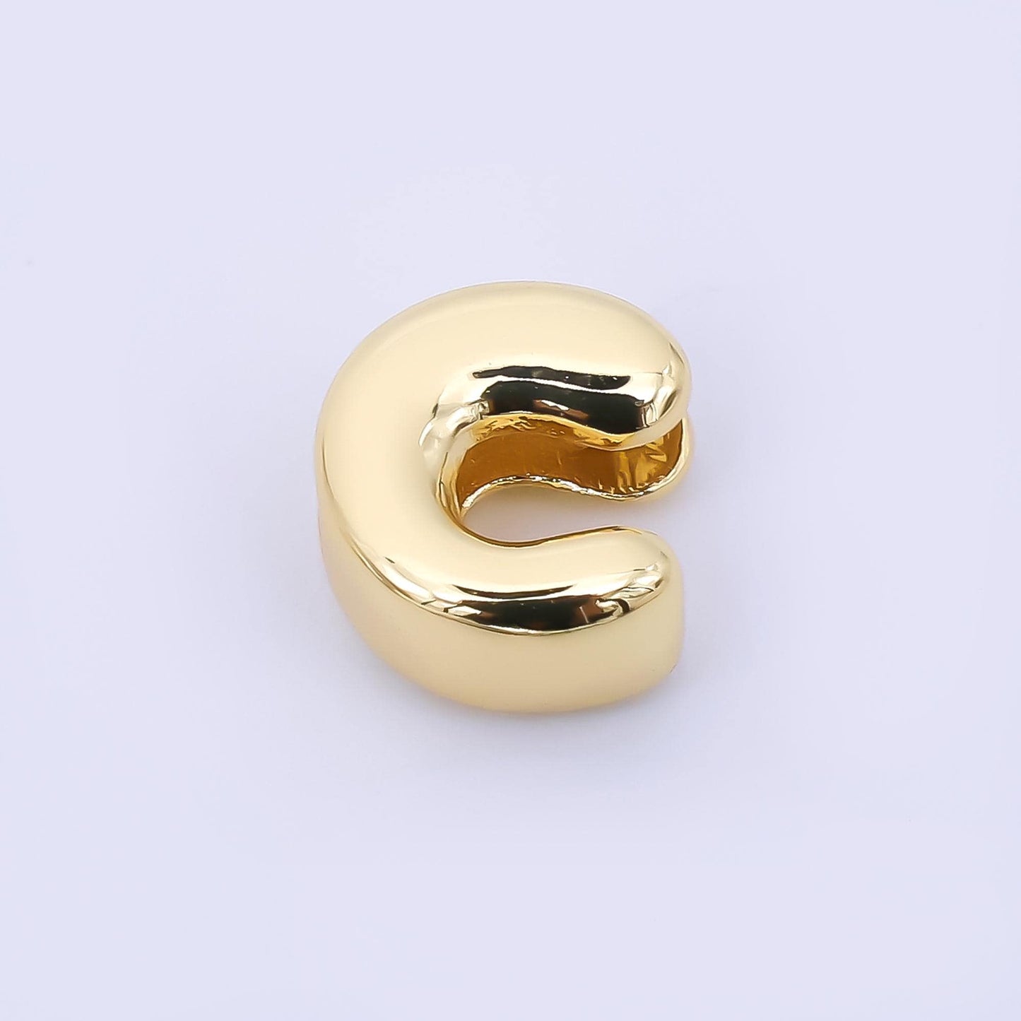 24K Gold Filled 8mm Initial Letter Alphabet Chubby Spacer Bead Bubble Initial Charm spacer for Beaded Jewelry | AF027 - AF039