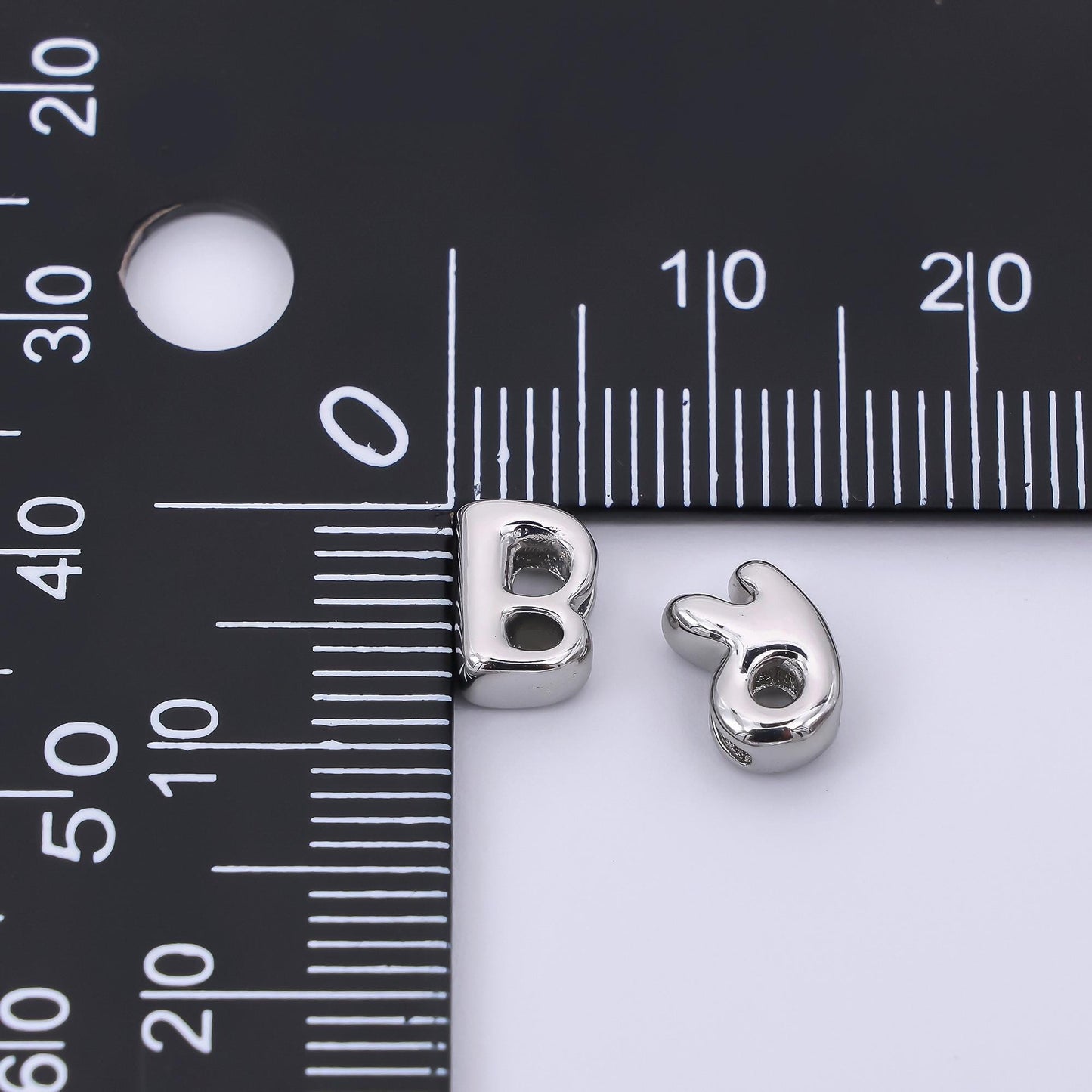 Silver 8mm Initial Letter Alphabet Chubby Spacer Bead Bubble Initial Charm spacer for Beaded Jewelry | AF-40