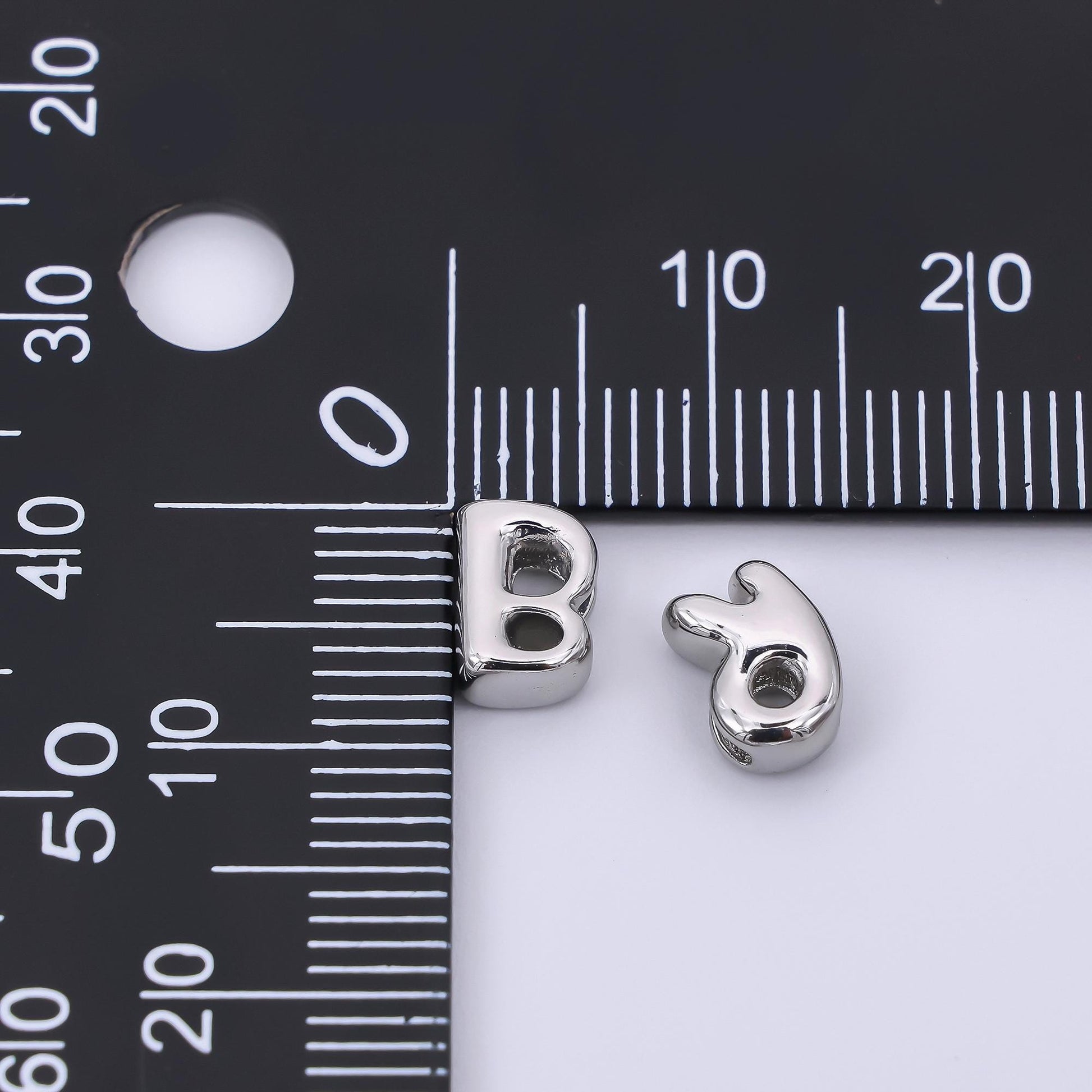Silver 8mm Initial Letter Alphabet Chubby Spacer Bead Bubble Initial Charm spacer for Beaded Jewelry | AF-40
