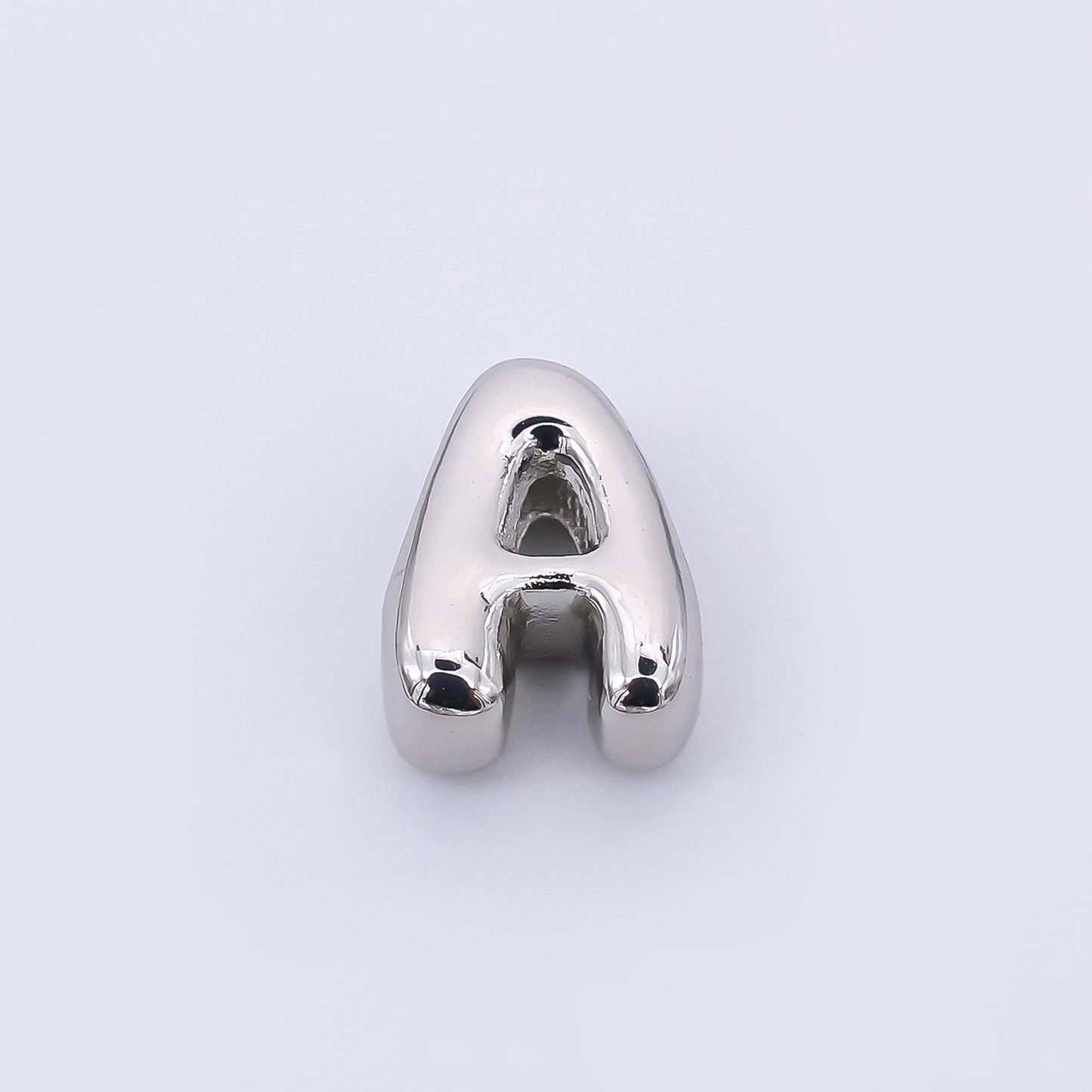 Silver 8mm Initial Letter Alphabet Chubby Spacer Bead Bubble Initial Charm spacer for Beaded Jewelry | AF-40