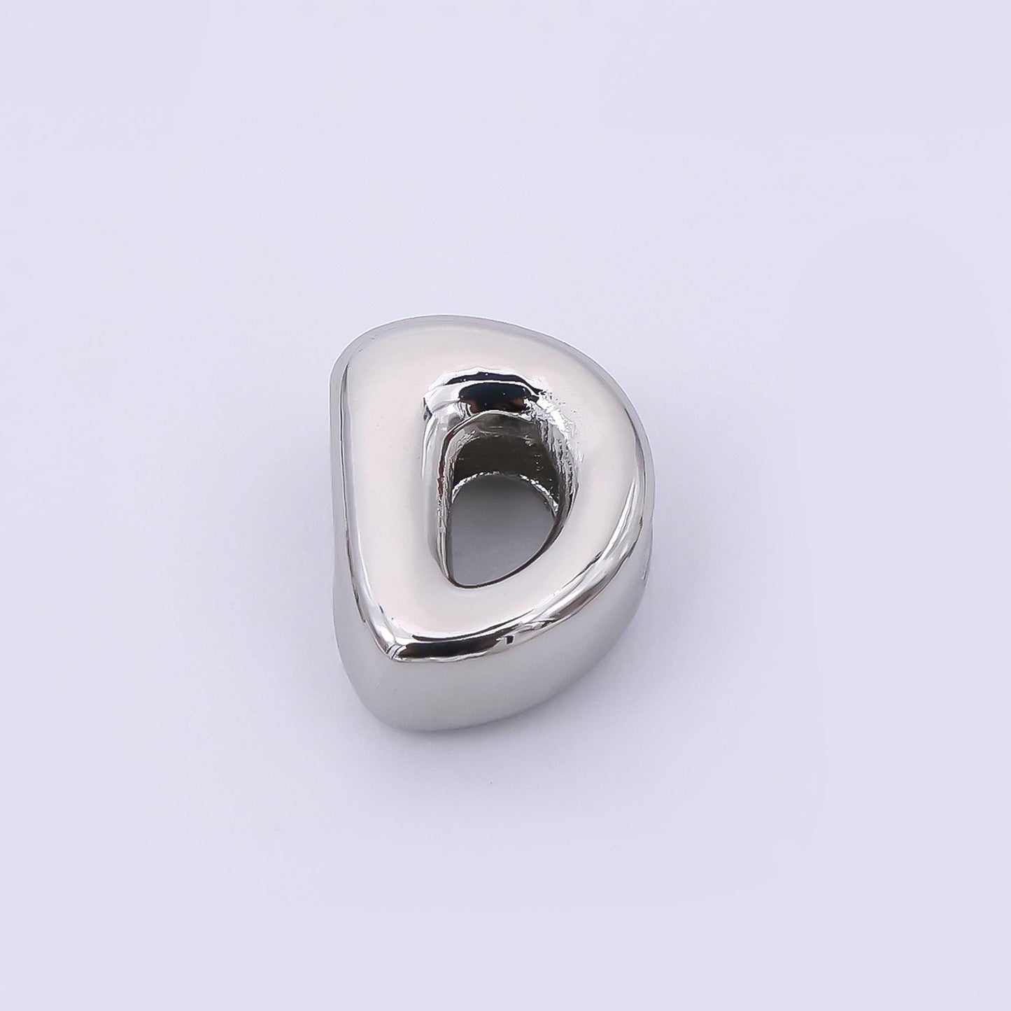 Silver 8mm Initial Letter Alphabet Chubby Spacer Bead Bubble Initial Charm spacer for Beaded Jewelry | AF-40