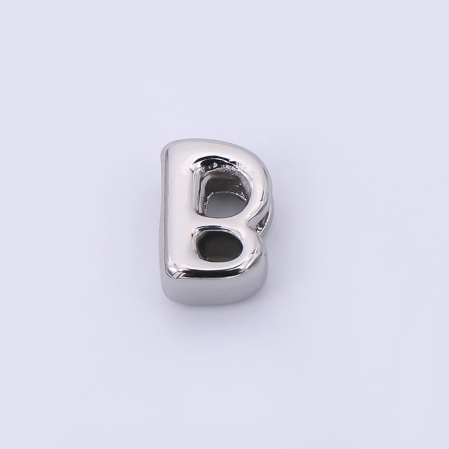 Silver 8mm Initial Letter Alphabet Chubby Spacer Bead Bubble Initial Charm spacer for Beaded Jewelry | AF-40