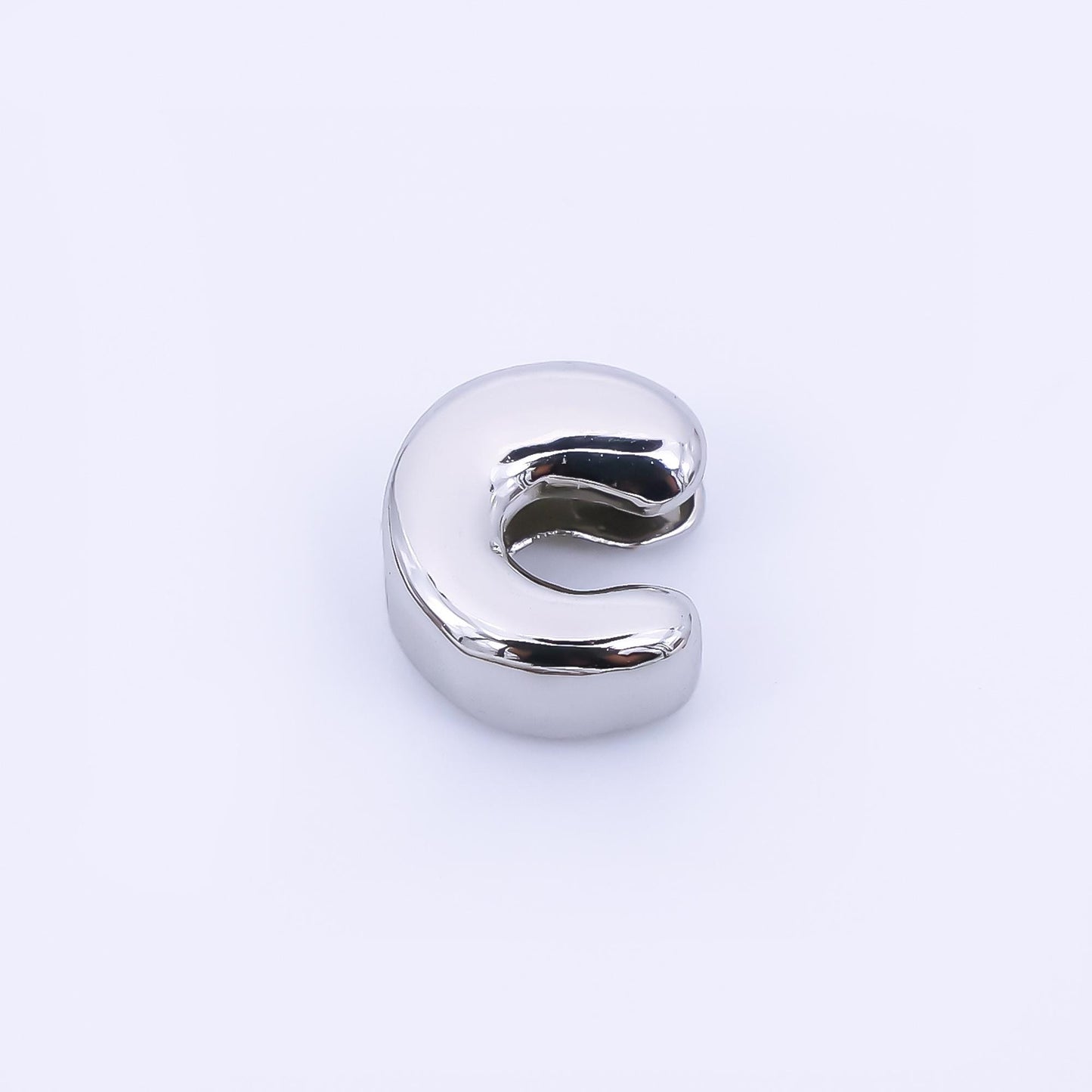 Silver 8mm Initial Letter Alphabet Chubby Spacer Bead Bubble Initial Charm spacer for Beaded Jewelry | AF-40