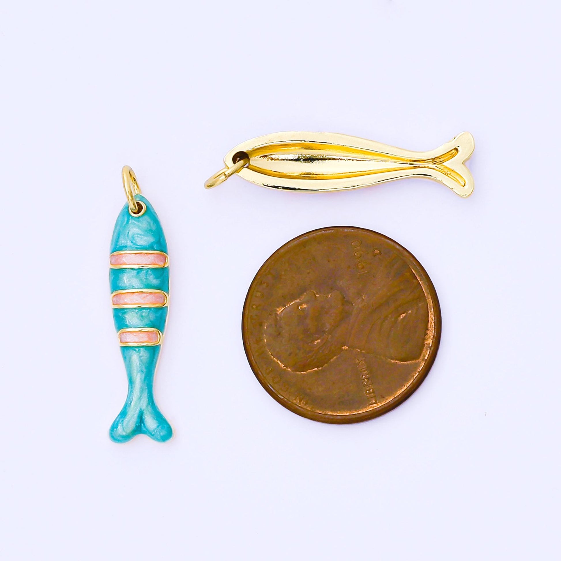 Dainty Gold fish Charms 18K Gold Filled Enamel Sardines Pendant Charm Bracelet Necklace for DIY Jewelry Making Supply AF1502