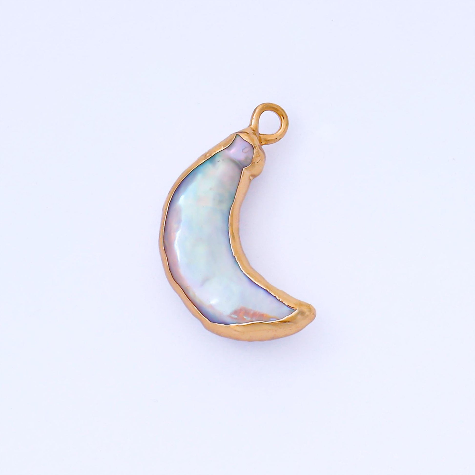 1x Mini Freeform Crescent Moon Freshwater Pearl Gold Coated Add-On Charm for Bracelet Necklace Bracelet Earring Component AF-575