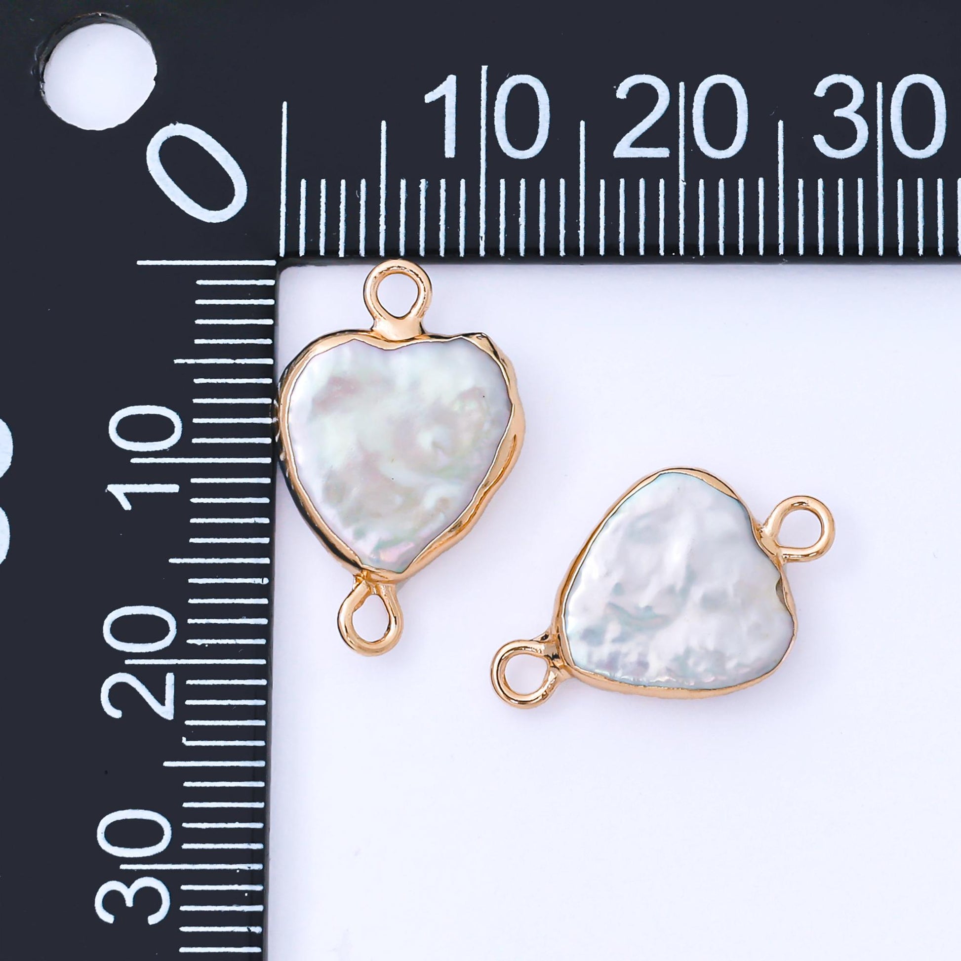 Freshwater Pearl Heart Charm Connector Gold Dipped Pearl Heart Gold Plated Love Jewelry Findings 19x13 mm AF-577