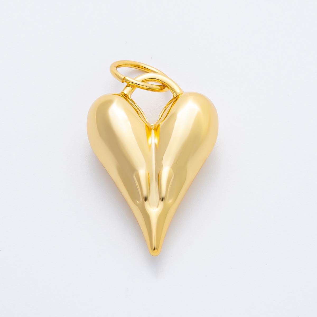 Bold Modern Gold Heart Shape Pendant Charm Necklace Jewelry Supply DIY Jewelry Findings in 18k Gold Filled Pendant AF-1351