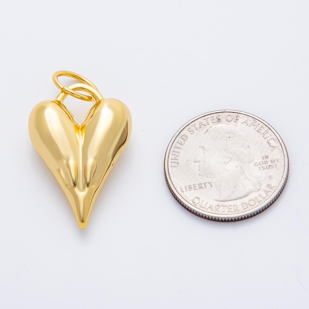 Bold Modern Gold Heart Shape Pendant Charm Necklace Jewelry Supply DIY Jewelry Findings in 18k Gold Filled Pendant AF-1351