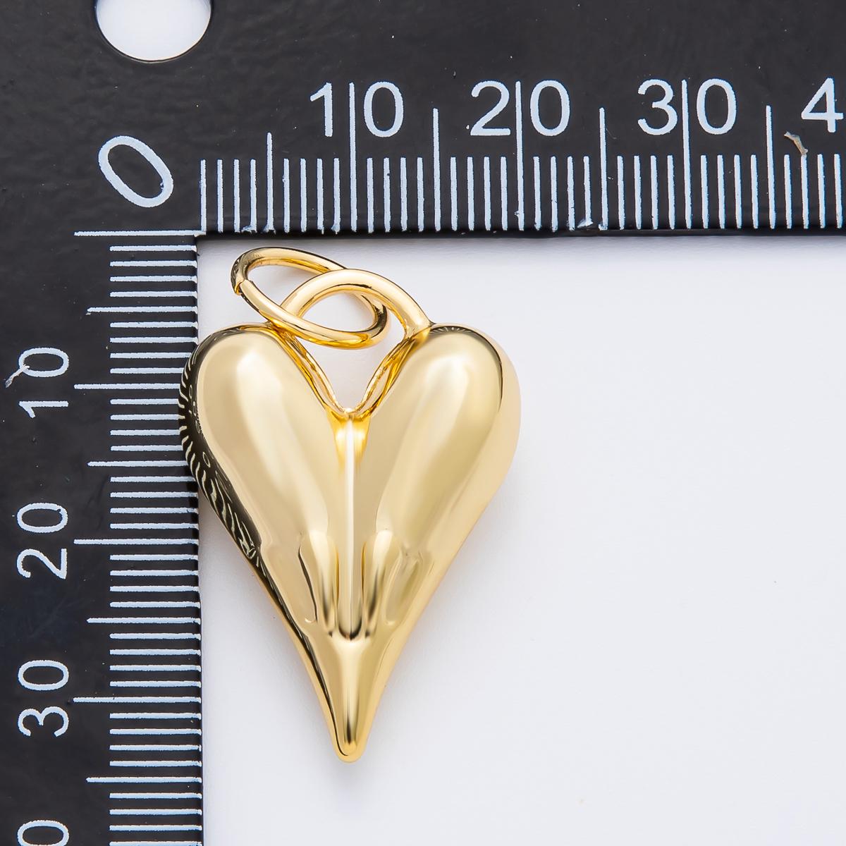 Bold Modern Gold Heart Shape Pendant Charm Necklace Jewelry Supply DIY Jewelry Findings in 18k Gold Filled Pendant AF-1351