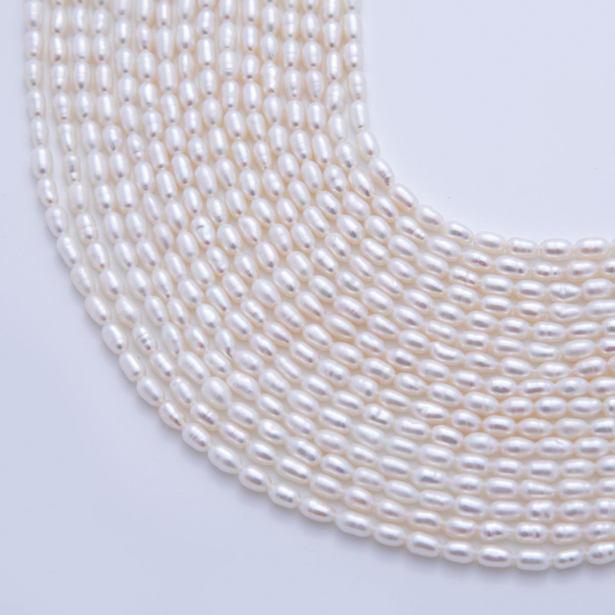 White Pearl Seed Bead Strand, Loose pearls, Tiny Pearls, Wedding Pearls, Embroidery Pearls, Freshwater Pearls, 3.3 mm Beads for Craft WA3444