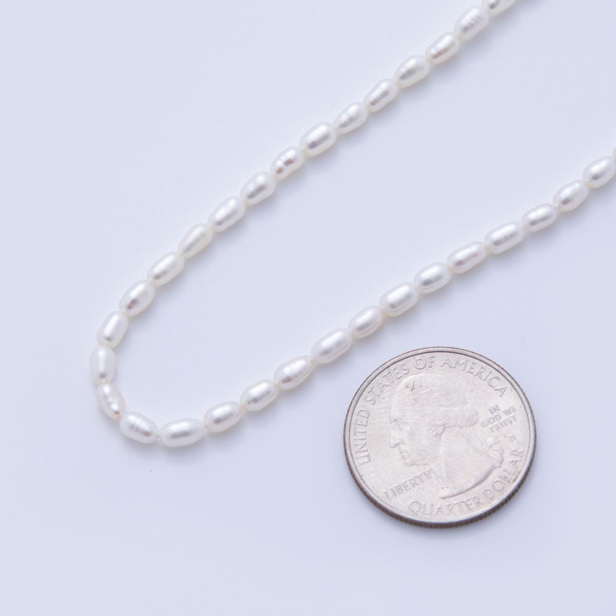 White Pearl Seed Bead Strand, Loose pearls, Tiny Pearls, Wedding Pearls, Embroidery Pearls, Freshwater Pearls, 3.3 mm Beads for Craft WA3444