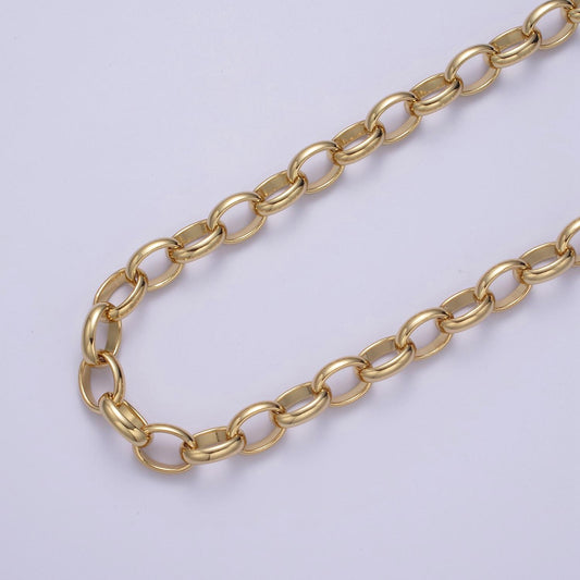 24K Gold Filled Unfinished Chunky Oval Cable Chain 12X9mm Cable Chain For Jewelry Making, Round Oval Cable by Yard | ROLL-644