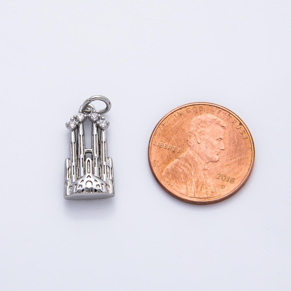 Mini 18k gold filled Castle charm, dainty Old Vintage Church pendant charm for necklace earring supply af-1353