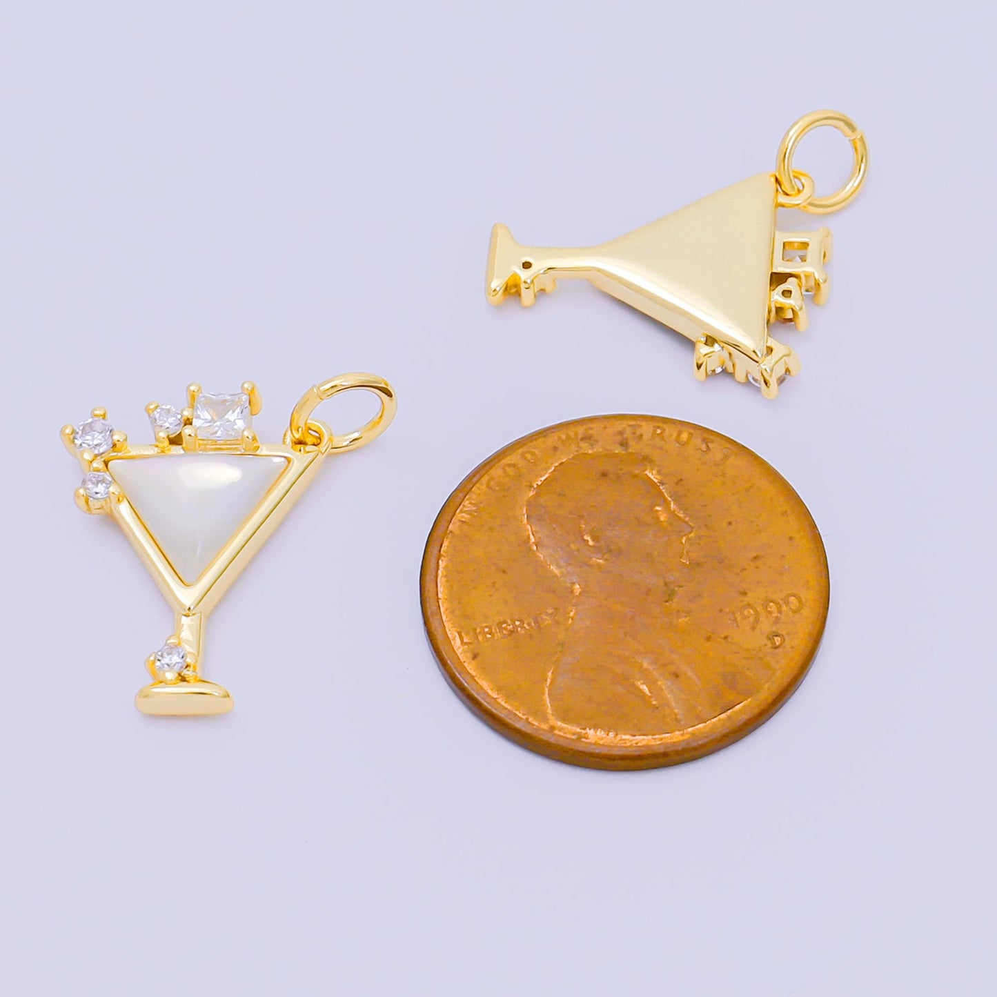 Dainty gold martini charm with Abalone Pearl gold drink glass pendant silver cocktail pendant drink charm in 24k gold filled M248