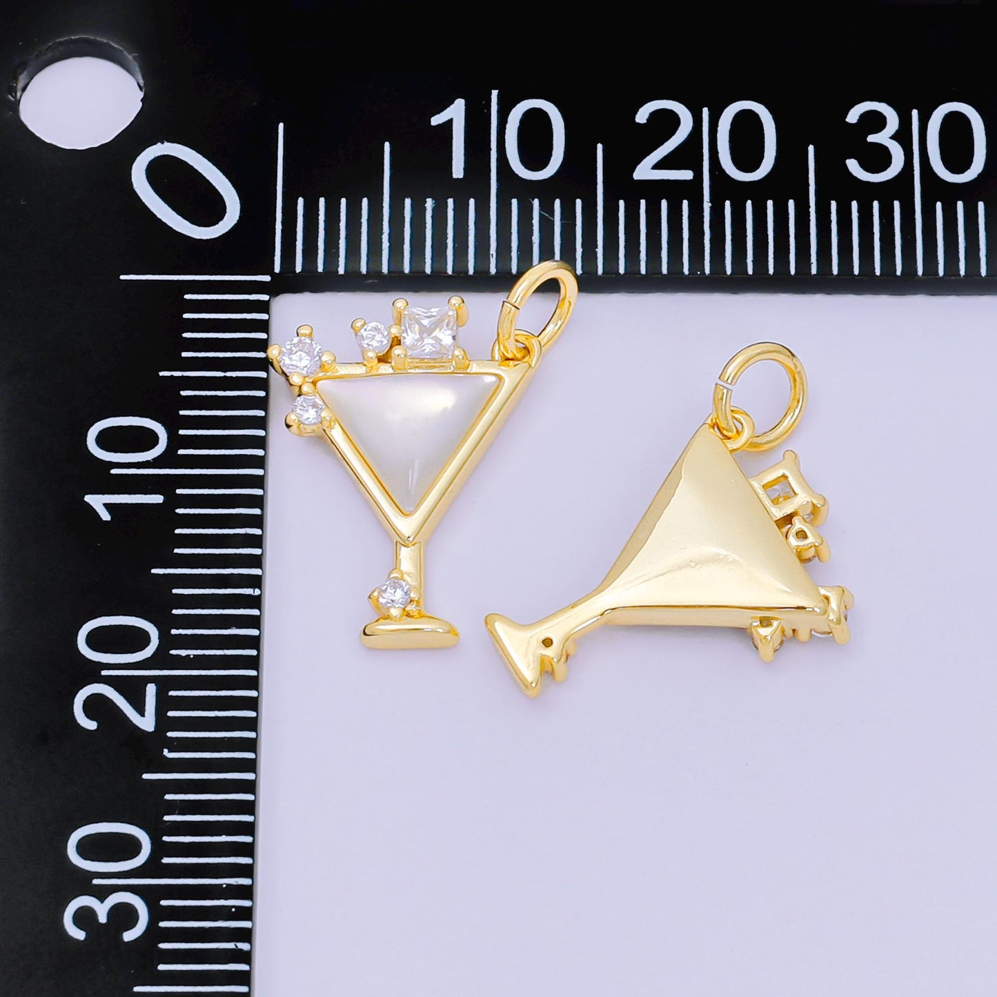 Dainty gold martini charm with Abalone Pearl gold drink glass pendant silver cocktail pendant drink charm in 24k gold filled M248