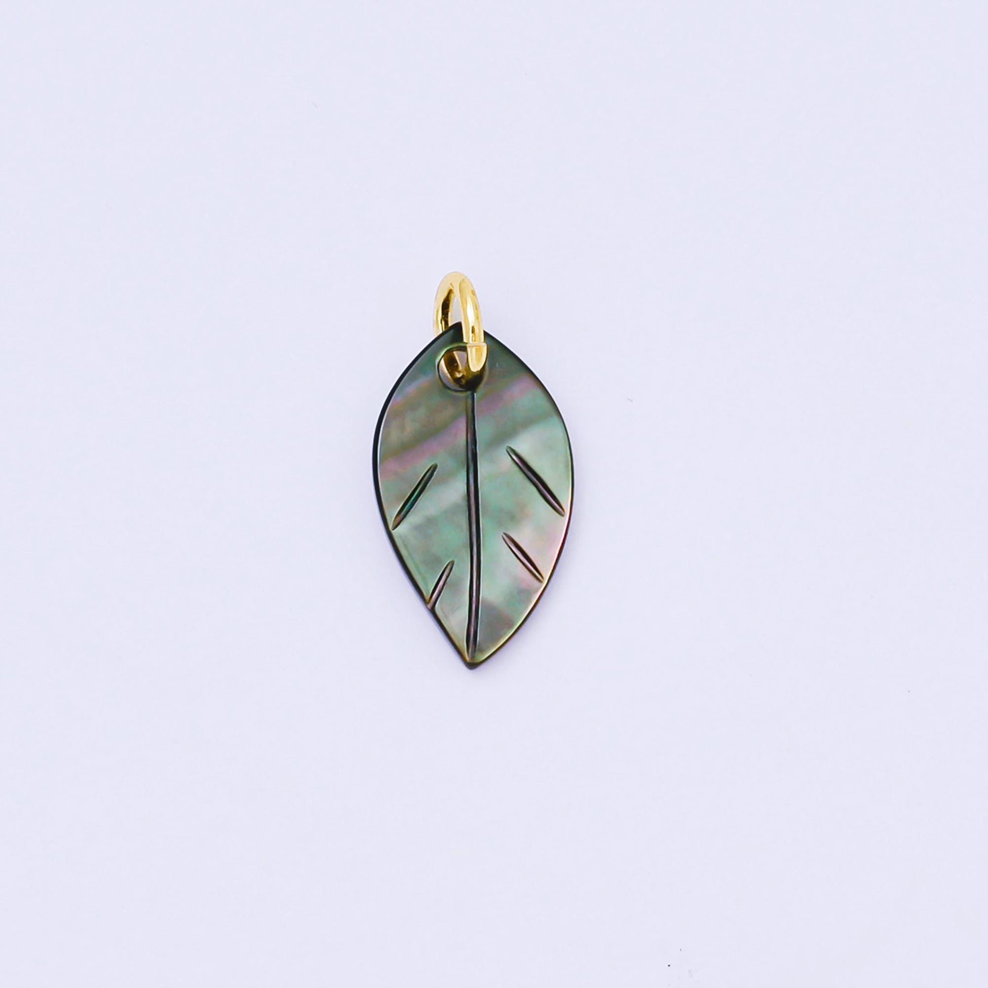 Mini 24K Gold Filled 14mm Abalone Tropical Leaf Charm for Bracelet Necklace Earring Supply Component | AF567