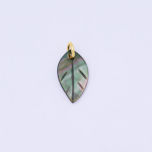 Mini 24K Gold Filled 14mm Abalone Tropical Leaf Charm for Bracelet Necklace Earring Supply Component | AF567