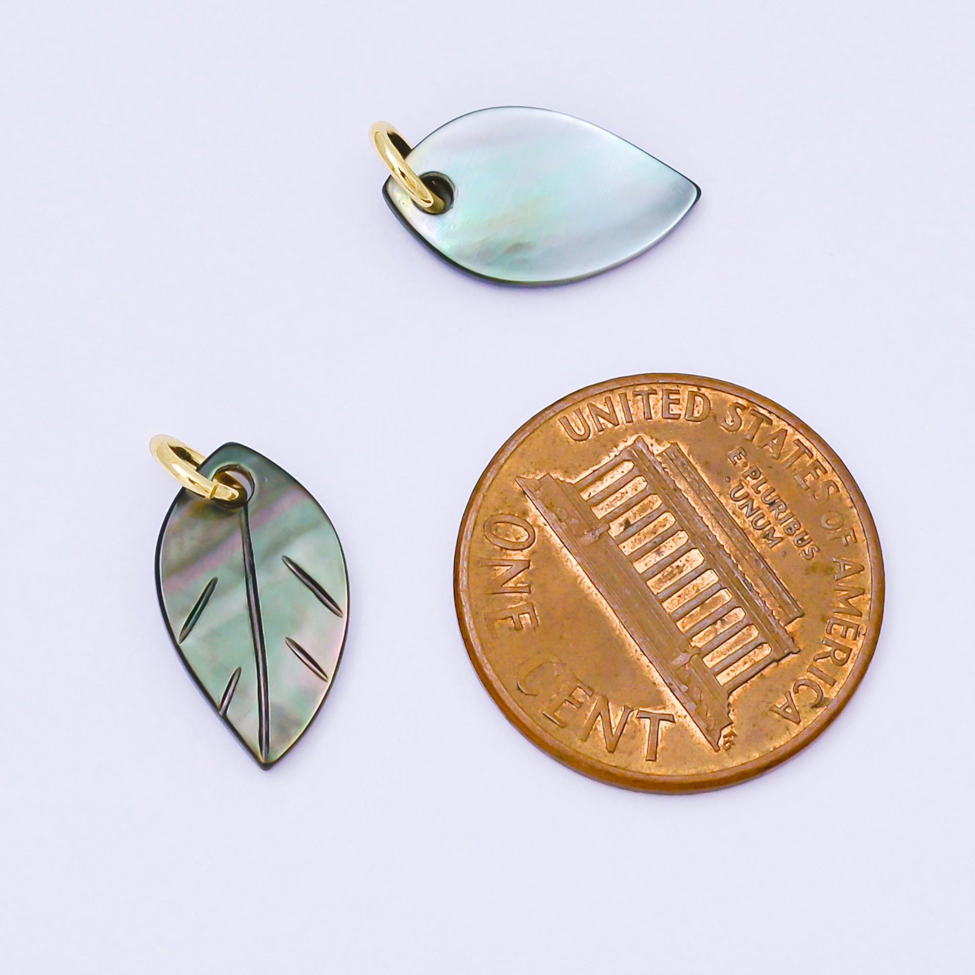 Mini 24K Gold Filled 14mm Abalone Tropical Leaf Charm for Bracelet Necklace Earring Supply Component | AF567