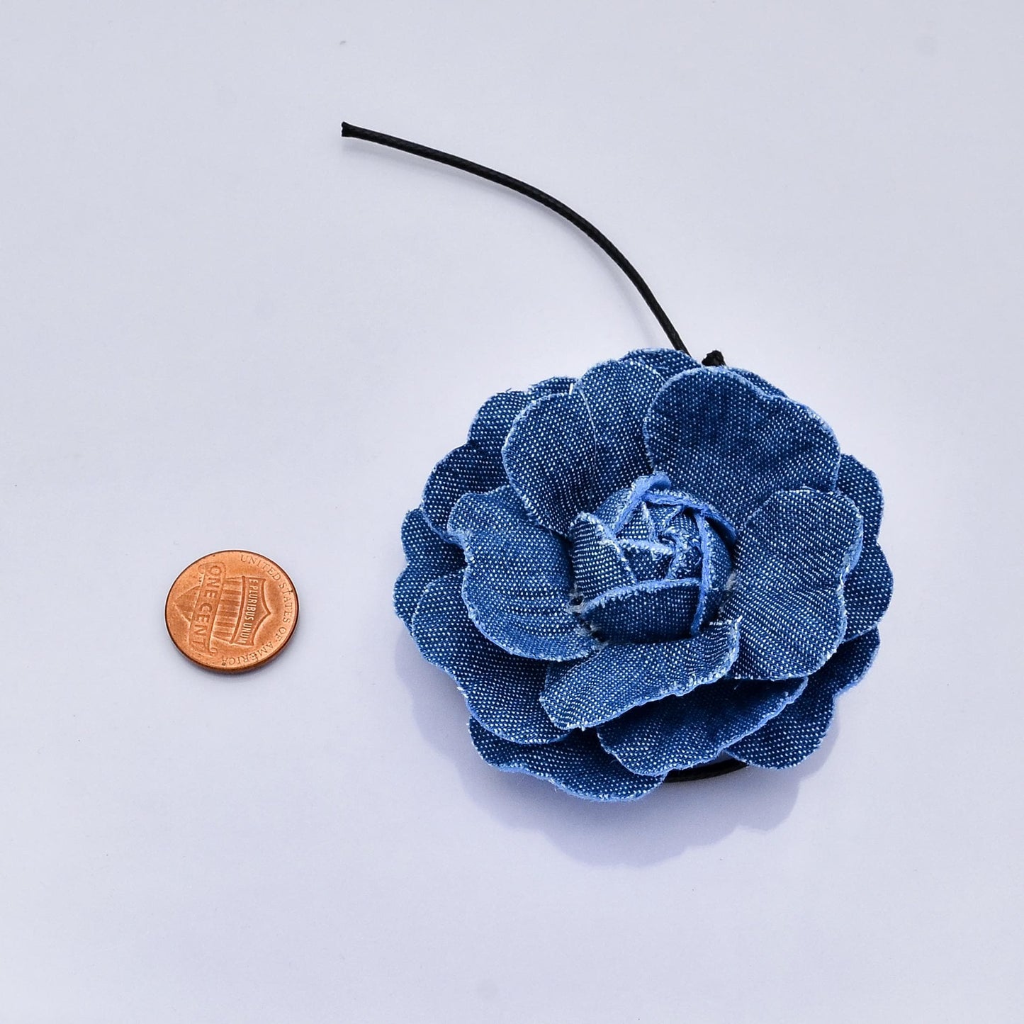 Denim Jeans Rose Flower Wrap Choker Necklace