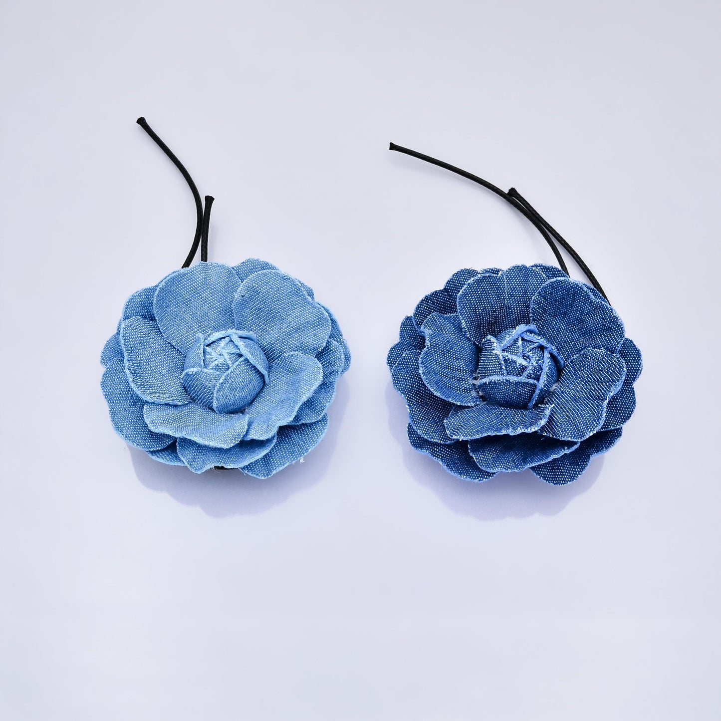 Denim Jeans Rose Flower Wrap Choker Necklace