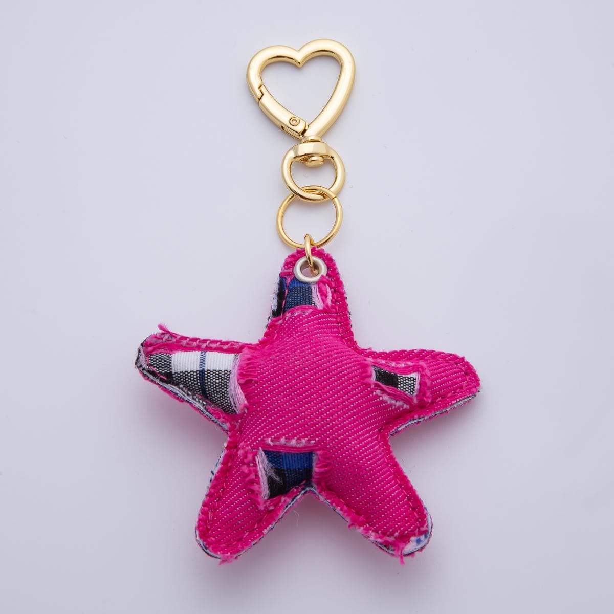 Handcrafted Jeans Blue Denim Keychain in Star Shaped for Backpack Purse Back to School Charm WB-00141