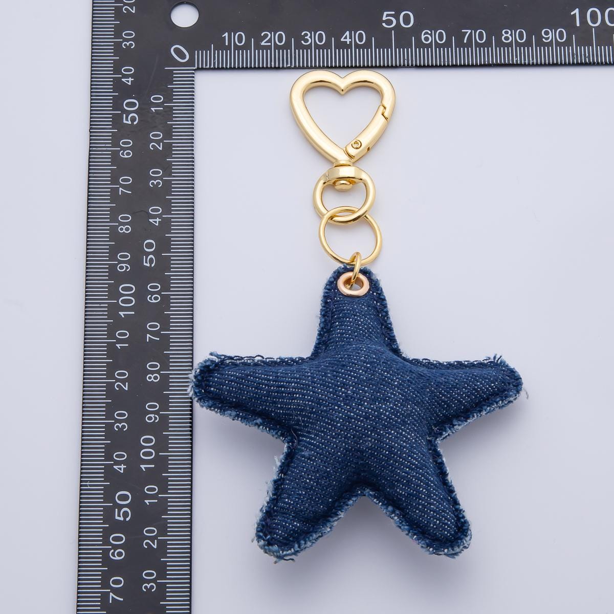 Handcrafted Jeans Blue Denim Keychain in Star Shaped for Backpack Purse Back to School Charm WB-00141