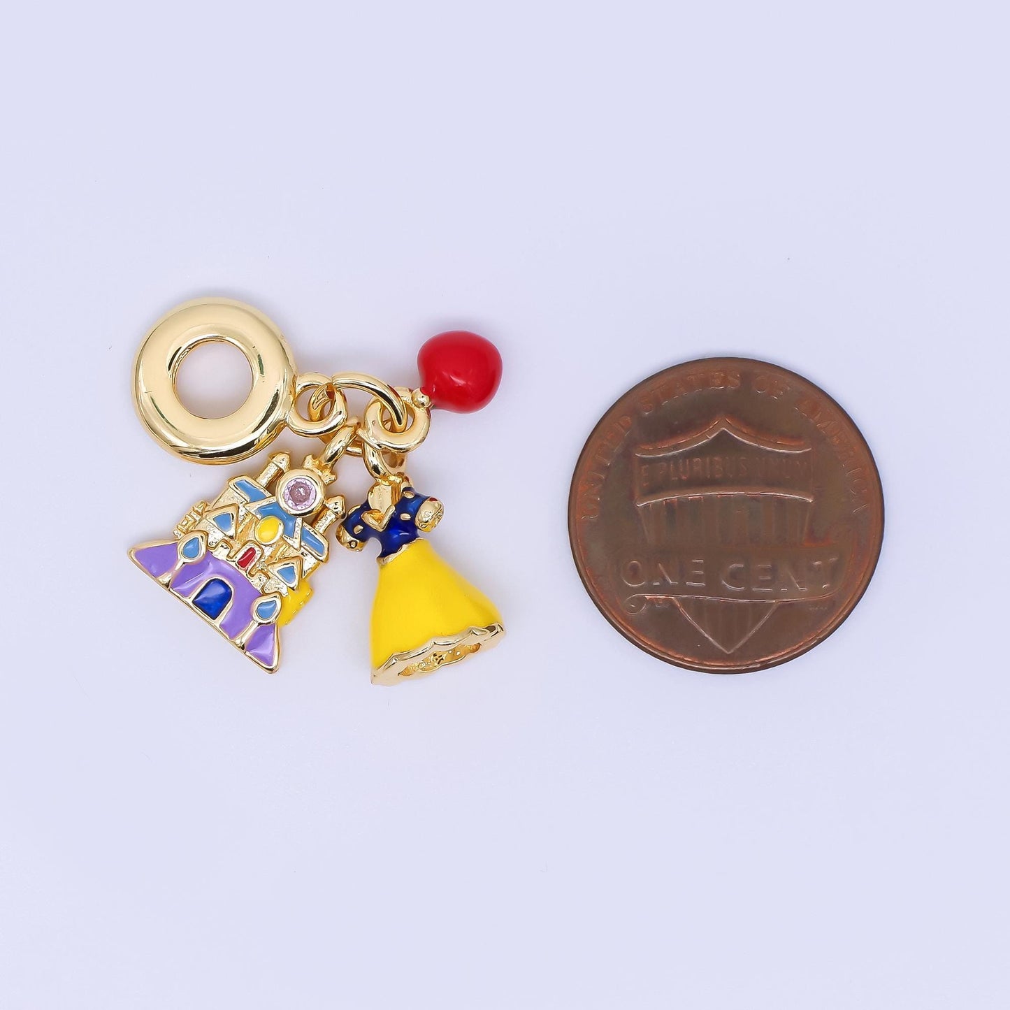 24K Gold Filled 15mm Palace, Dress, Poison Apple Princess Set European Style Rondelle Bail Drop Charm | AC1636