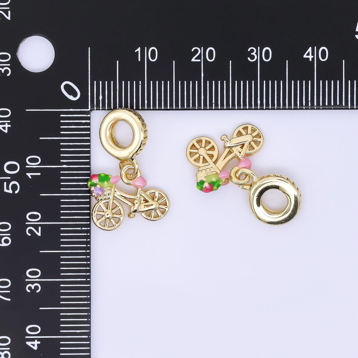 24K Gold Filled 11mm Flower Basket Bicycle Bike Drop Rondelle Charm | AC1632