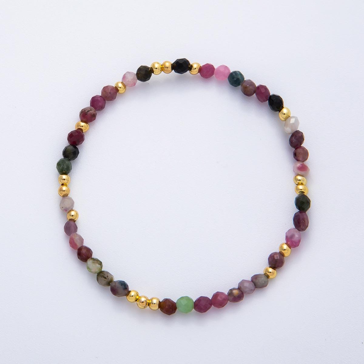 Dainty Beaded Stretch Bracelet Gemstone Gold 4mm Seed Bead Bracelets Dainty Layering Stack Jewelry WA-3451
