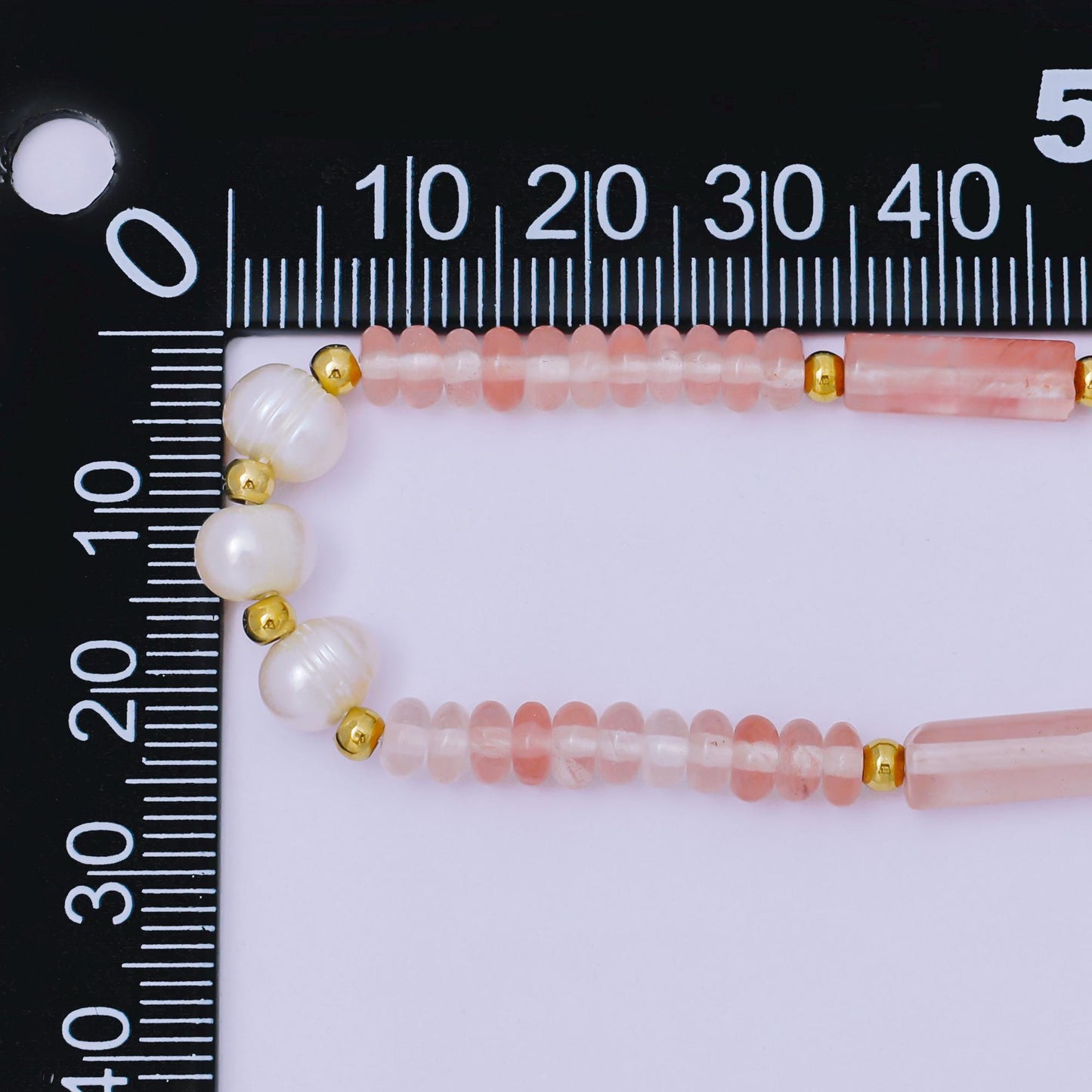 Pink gem stone beaded Bracelet Pearl handmade jewelry WA-1346