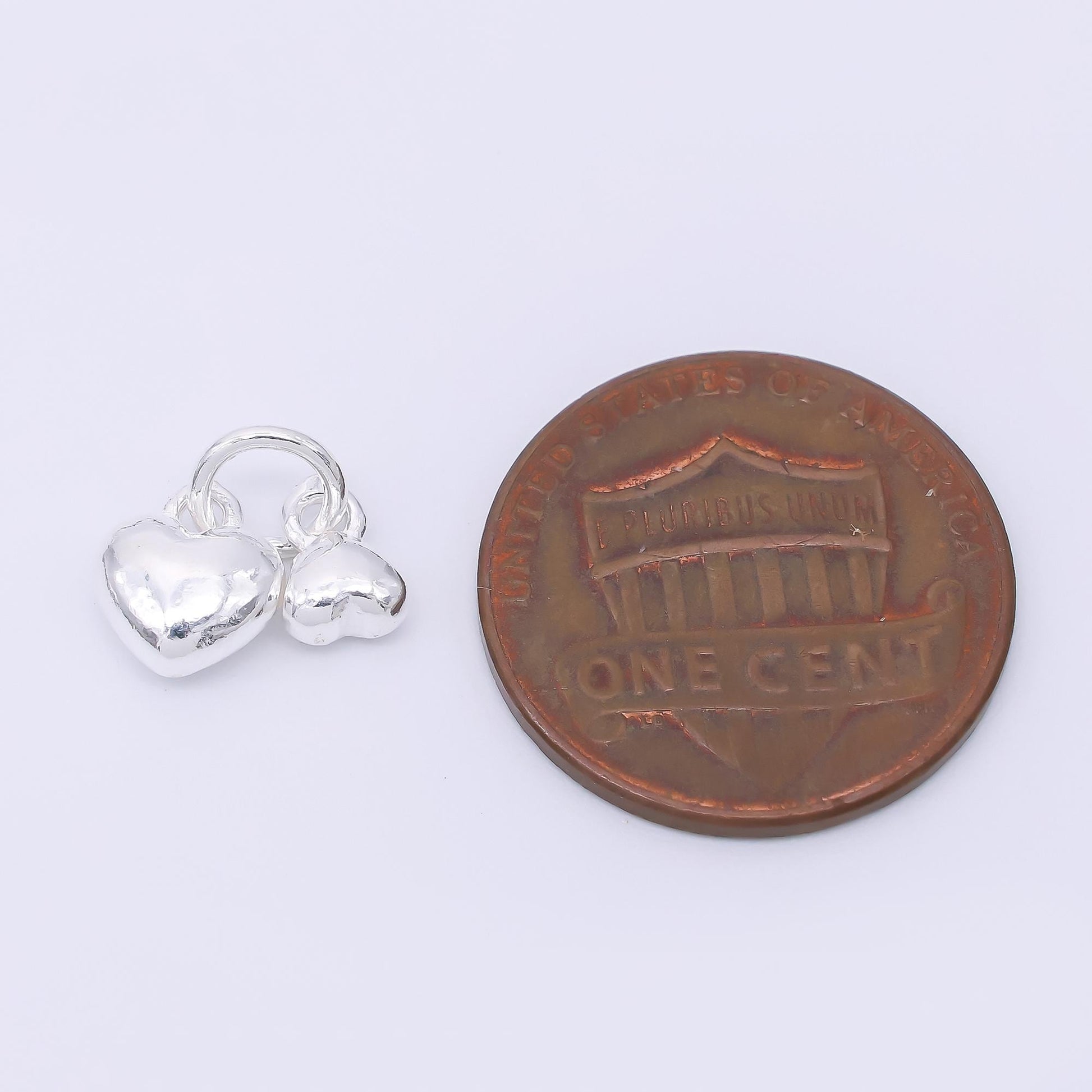 S925 sterling silver double heart charm | sl-688