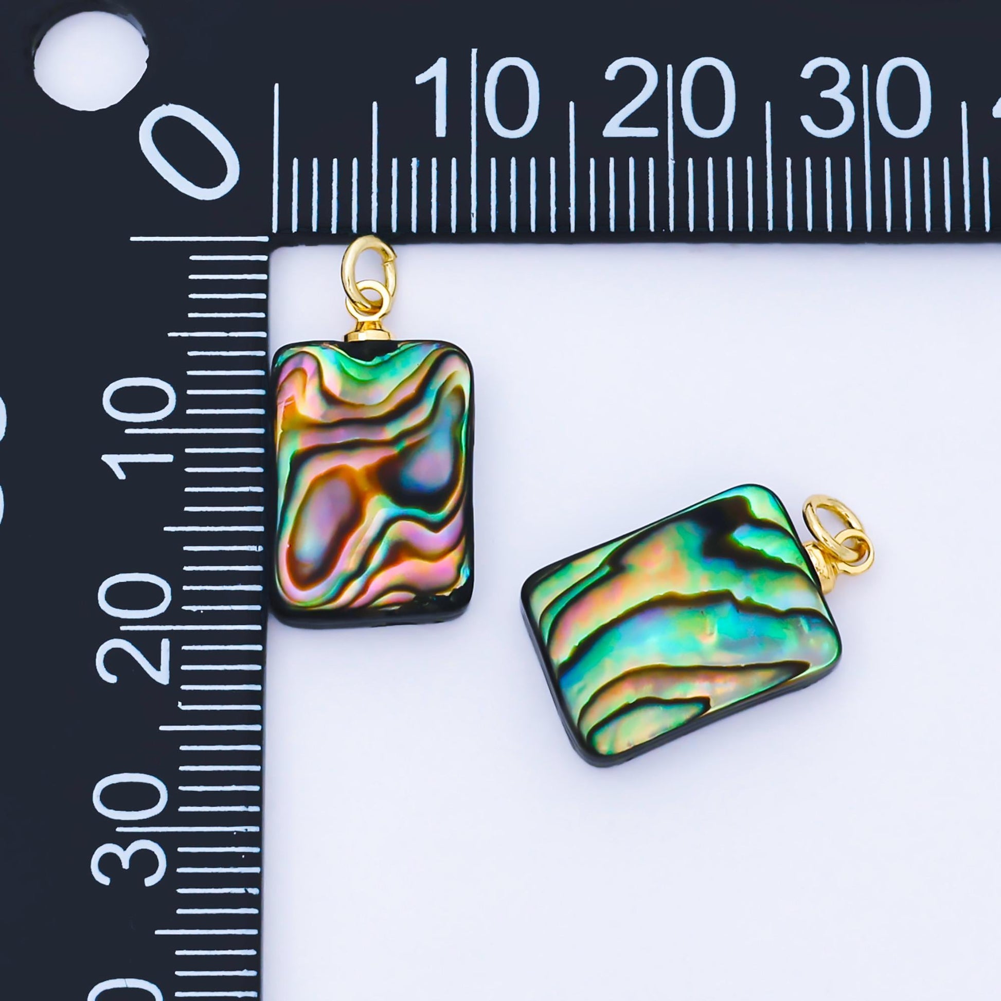 Dainty Abalone Rectangle Tag Drop Charm Shell Pendant | AF-584