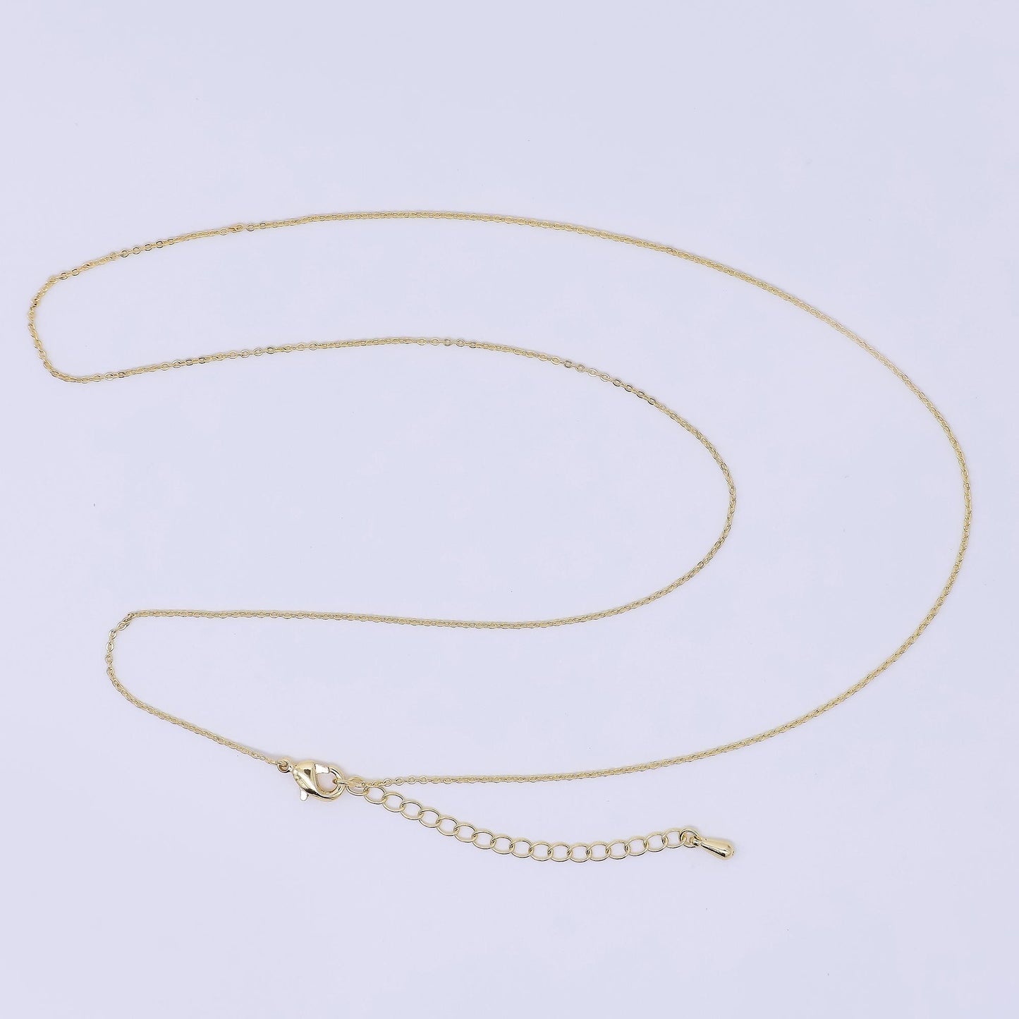 24K Gold Filled 1mm Dainty Minimalist Cable Chain 19.5 Inch Necklace w. Extender | WA-3242