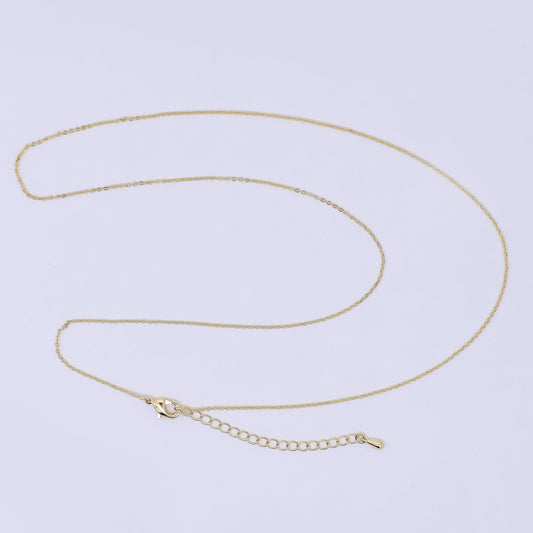 24K Gold Filled 1mm Dainty Minimalist Cable Chain 19.5 Inch Necklace w. Extender | WA-3242