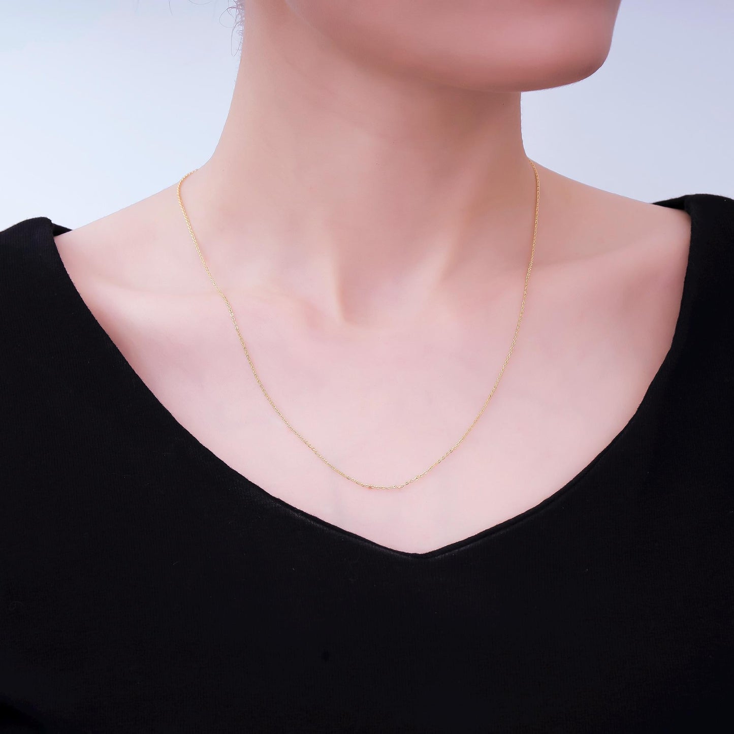 24K Gold Filled 1mm Dainty Minimalist Cable Chain 19.5 Inch Necklace w. Extender | WA-3242
