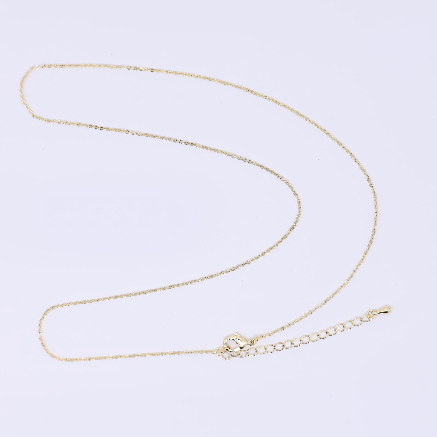 24K Gold Filled 1mm Minimalist Cable Chain 18 Inch Necklace w. Extender | WA-3241