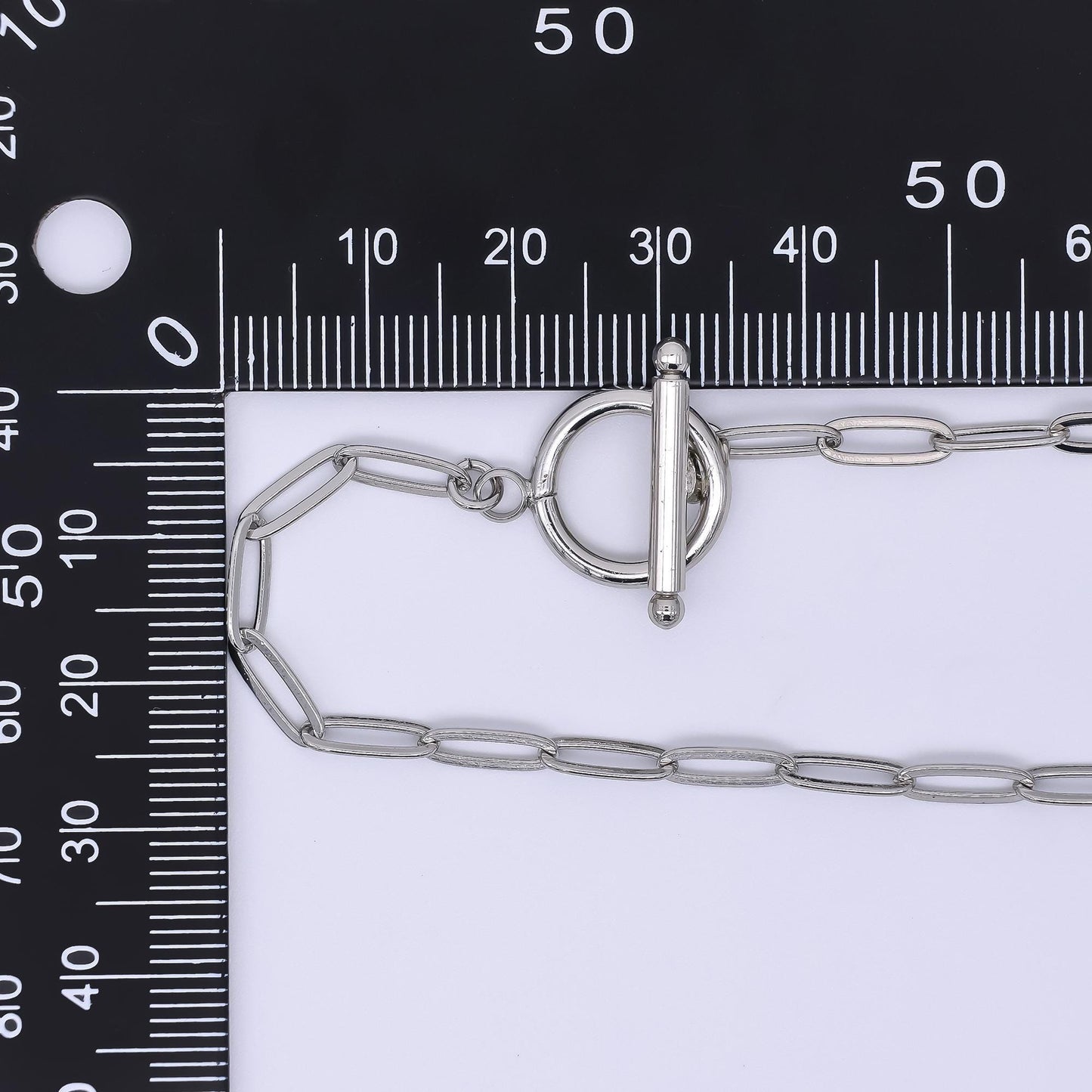 Rhodium Plated 3.5mm Toggle Paperclip Chain 19.5 Inch Necklace w. Extender | WA-3243
