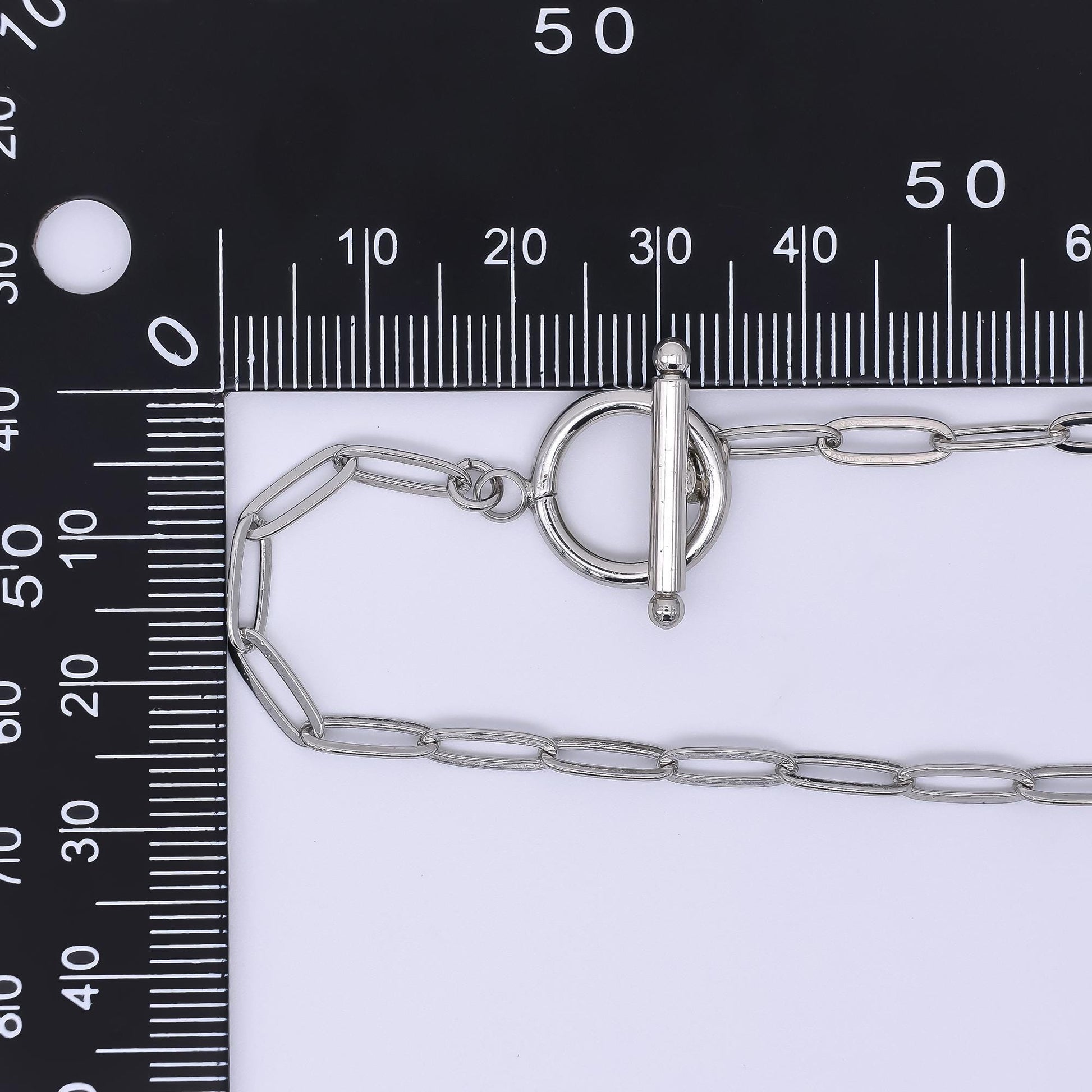 Rhodium Plated 3.5mm Toggle Paperclip Chain 19.5 Inch Necklace w. Extender | WA-3243