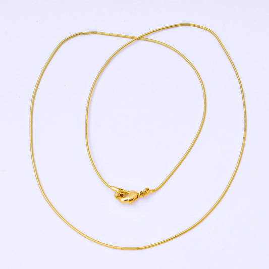 24K Gold Filled 1mm Minimalist Snake Chain 18 Inches Necklace | WA-3835