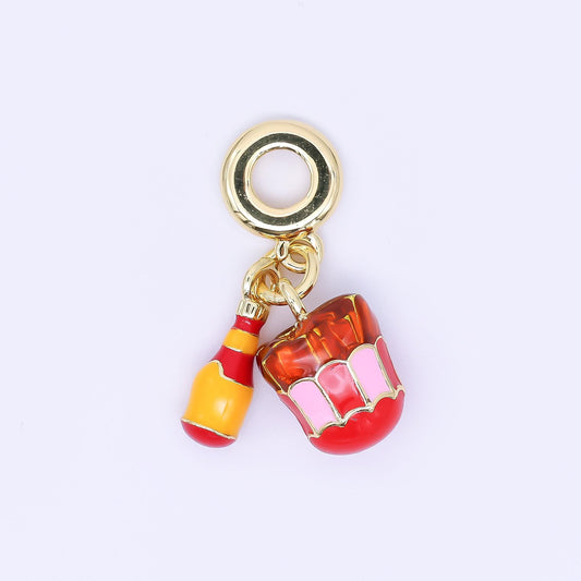 24K Gold Filled Soda Bottle Popcorn Bucket Rondelle Drop Charm | AC1648
